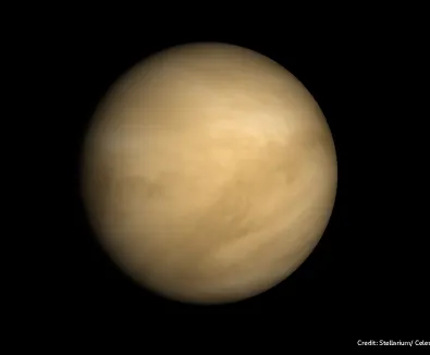 Planet Venus - swirling yellowish beige clouds cover the planet