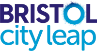Logo reading 'Bristol City Leap' in blue writing 