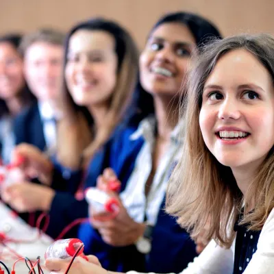 A large group of secondary school students taking part in a schools workshop. Credit Julian Welsh. 
